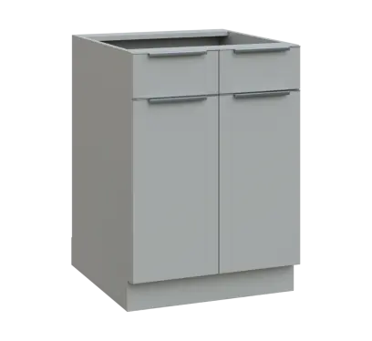 SIS - 6DZ2 spodní skříňka, 2-dveřová, 2-zásuvková, 870x600x600, šedá